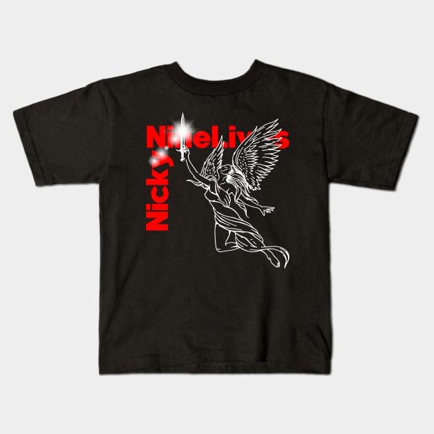 Nicky Nine Lives Orb Angel Kids T-Shirt by nickbuccelli